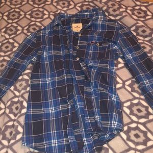 Blue, white, pink and gray striped flannel